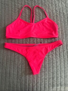 Jolyn Clothing Neon Pink Sporty Two-Piece Bikini